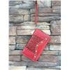Image 1 : 5"x8" RED /TOOLED ZIPPERED WESTERN WALLET-DETACHABLE STRAP/INNER AND OUT ZIP COMPARTMENTS/CREDIT CAR
