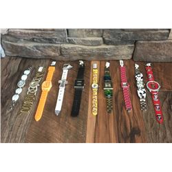 GROUP OF 10 NEW WATCHES-STRAP/BRACELET STYLES *need new watch batteries