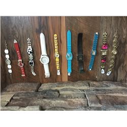 GROUP OF 10 NEW WATCHES-STRAP/BRACELET STYLES *need new watch batteries