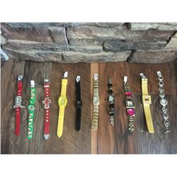GROUP OF 10 NEW WATCHES-STRAP/BRACELET STYLES *need new watch batteries