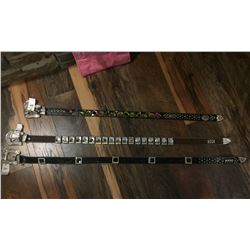 GROUP OF 3 WESTERN BLING BELTS PLUS A COWGIRL FINESS TOTE BAG*BELT MAY HAVE DEFECTS IN SOME STONES B