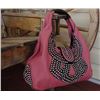 Image 1 : DEEP ROSE WITH BLACK TRIM/BLING ACCENT/SNAP CLOSURE-LARGE HANDBAG