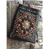 Image 1 : BLACK CELL PHONE PURSE/BURNT ORANGE FLORAL CONCHO DESIGN/8"X6"/SINGLE STRAP/CELL PHONE POCKET ON BAC