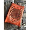 Image 1 : ORANGE CELL PHONE PURSE/TOOLED POCKET/STUDDED DESIGN/8"X6"/SINGLE STRAP/CELL PHONE POCKET ON BACK WI