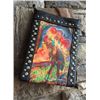 Image 1 : BLACK CELL PHONE PURSE/TOOLED POCKET/ARTIST JOANNE GRAND BUCKING HORSE DESIGN/8"X6"/SINGLE STRAP/CEL