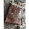 Image 1 : DARK BROWN CELL PHONE PURSE/SOFT PINK FLORAL TOOLED DESIGN/8"X6"/SINGLE STRAP/CELL PHONE POCKET ON B