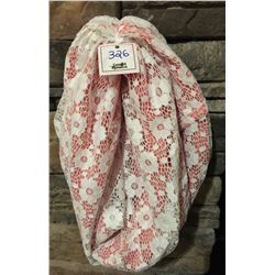 RASPBERRY PINK AND LACE INFINITY SCARF