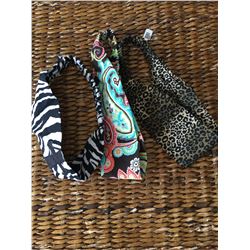 GROUP OF THREE HEADBANDS/ZEBRA, BLUE PAISLEY,LEOPARD PRINTS/STRETCH BACK