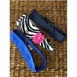 GROUP OF THREE HEADBANDS/ZEBRA, ROYAL BLUE,DARK DENIM/STRETCH BACK BAND