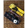 Image 1 : GROUP OF THREE HEAD BANDS/YELLOW BANDANA,BLACK BANDANA,AZTEC WEAVED HEAD/HAT BAND