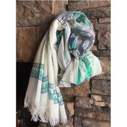 WHITE/MINT/BLUE NAVAHO DESIGN INFINITY SCARF
