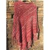 Image 1 : RED/WHIT  KNIT PONCHO/FRINGE BOTTOM