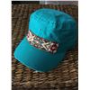 Image 4 : GROUP OF 3 HATS/TURQ BEADED CADET HAT,RED BLING BASEBALL CAP,BLACK PEACE CADET HAT/ALL HAVE ADJUSTAB