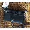 Image 3 : TEAL/BLACK SCROLLED DESIGN MESSENGER WALLET-INSIDE AND OUTSIDE HAS ZIPPER COMPARTMENTS, CREDIT/CARD 