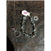 Image 1 : PINK STONE WESTERN STIRRUP NECKLACE/CLEAR CRYSTAL SPUR ROWEL CHARM BRACELET