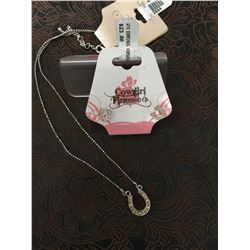 AMBER STONE HORSESHOE NECKLACE AND EARRINGS/NICKEL FREE