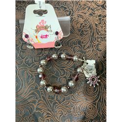 PURPLE ENGLISH STIRRUP EARRING /PURPLE STONE SPUR ROWEL BRACELET/NICKEL FREE