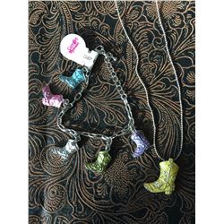 PASTEL COWBOY BOOT NECKLACE AND BRACELET/NICKEL FREE