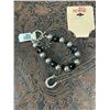 Image 1 : CLEAR STONE HORSE SHOE NECKLACE AND BLACK CRYSTAL SPUR ROWEL CHARM BRACELET/NICKEL FREE