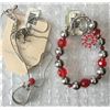 Image 1 : RED STONE WESTERN STIRRUP NECKLACE/RED CRYSTAL SPUR ROWEL BRACELET/NICKEL FREE