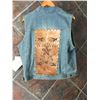 Image 2 : CUSTON MADE JEAN/LEATHER JEAN VEST-SIZE XL-DOUBLE PISTOL  HAIR ON HIDE DESIGN ON BACK-CRYSTAL STUDDE