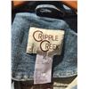 Image 3 : CUSTON MADE JEAN/LEATHER JEAN VEST-SIZE XL-DOUBLE PISTOL  HAIR ON HIDE DESIGN ON BACK-CRYSTAL STUDDE