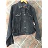 Image 2 : CUSTON MADE JEAN/LEATHER JEAN JACKET-SIZE XL-DOUBLE PISTOL HAIR ON HIDE DESIGN ON BACK-CRYSTAL STUDD