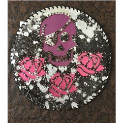 CUSTOM LEATHER ROPE CAN LID, SUGAR SKULL,THICK STURDY LEATHER, WOULD MAKE A GREAT WESTERN CLOCK!!!!