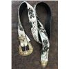 Image 1 : BLACK LEATHER HAIR ON HIDE BELT/ WESTERN BUCKLE / 46" ENDE TO END/ONE OF A KIND