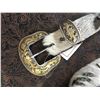 Image 2 : BLACK LEATHER HAIR ON HIDE BELT/ WESTERN BUCKLE / 46" ENDE TO END/ONE OF A KIND