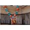Image 1 : CHUNK TURQUOISE AND ORANGE PEACE NECKLAE WITH VINTAGE DOMINO