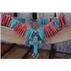 Image 1 : CHUNKY TURQUOISE AND CORAL STONE NECLACE WITH CROSS*****CROSS IS DETACHED BUT CAN PUT BACK ON OR CHA