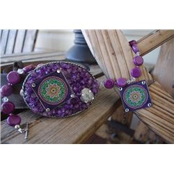 ONE OF A KIND PURPLE STONE NECKLACE AND BUCKLE SET