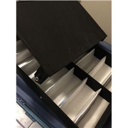 SUNGLASSE STORAGE CONTAINER/BLACK HOLDS SUNGLASSES