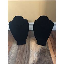 TWO BLACK VELVET NECKLACE DISPLAY STAND