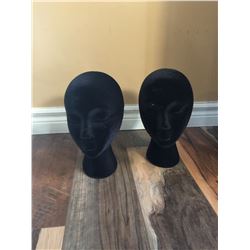 SET OF TWO BLACK VELVET DISPLAY HEADS