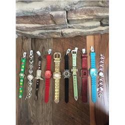 GROUP OF 10 NEW WATCHES-STRAP/BRACELET STYLES *need new watch batteries