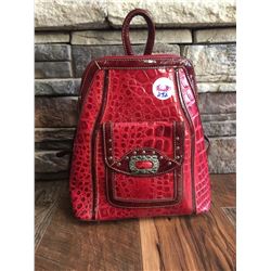 LEATHER CROC LEATHER WESTERN BACKPACK/PURSE/Size: 10" W x 11" H x 4" Deep   Genuine leather with cro