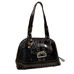 DESIGN LEATHER CROC HANDBAG/Size: 15" x 10" x 5" Style: Double handle handbag. Genuine leather. Croc