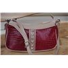 Image 1 : RED LEATHER CROC HANDBAG/quality leather croc handbag single adjustable shoulder strap has inside zi