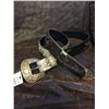 Image 1 : HAIR ON HIDE LEATHER BELT/Custom made hide belt/Swarovski Crystal/2 tone buckle/One of a kind