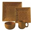 Image 1 : 16 PC SAVANAH EMBOSSED DISH SET - MUSTARD/rich embossed design 16 piece set includes; 4 bowls, 4 din