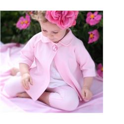 PINK/ SIZE  3T/GIRLS two piece set/Cardigan has a crystal button at top Matching leggings have a lac