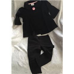 BLACK/SIZE 3T/GIRLS two piece set/Cardigan has a crystal button at top Matching leggings have a lace