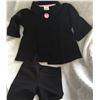 Image 3 : BLACK/SIZE 3T/GIRLS two piece set/Cardigan has a crystal button at top Matching leggings have a lace