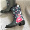 Image 1 : CHILDRENS PEACOCK DESIGN RUBBER BOOTS /Kids cowboy style rubber boots Pink peacock on boot/SIZE 4224
