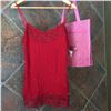 Image 1 : COWGIRL TUFF/Ladies red layering tank top/Red lace on top and bottom of tank/100% polyester/SIZE LAR