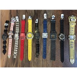 GROUP OF 10 NEW WATCHES-STRAP/BRACELET STYLES *need new watch batteries