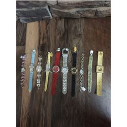 GROUP OF 10 NEW WATCHES-STRAP/BRACELET STYLES *need new watch batteries