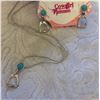 Image 1 : TURQUOISE STONE  ENGLISH STIRRUP NECKLACE AND EARRINGS/NICKEL FREE